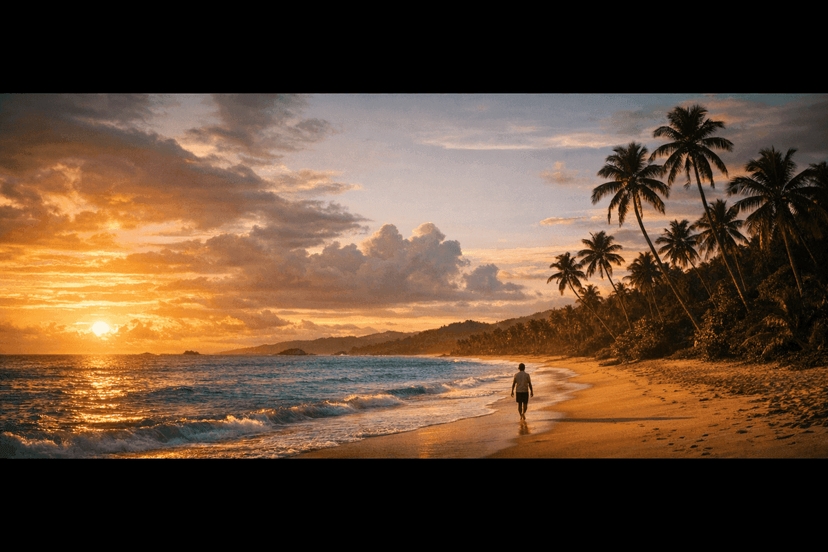 Barefoot walking on a beach
